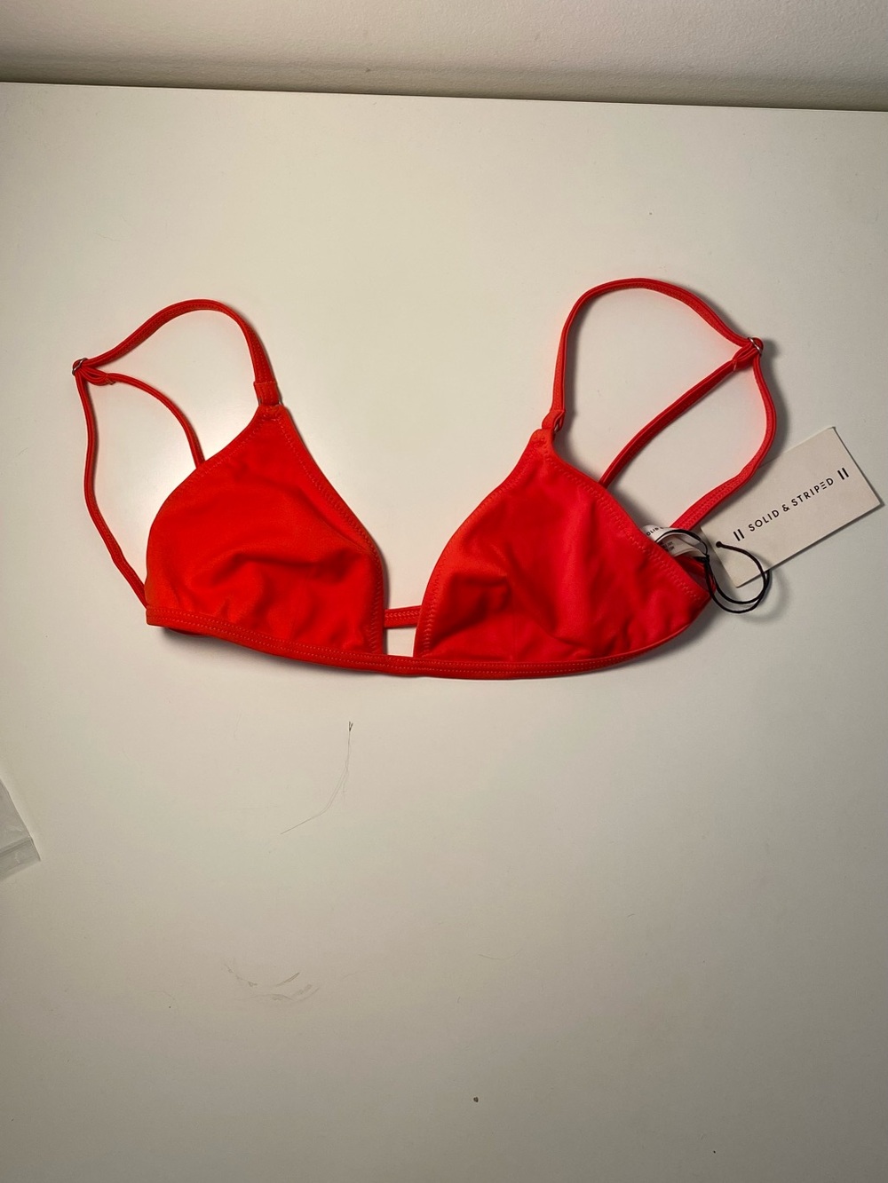 SOLID & STRIPED Bright Red Triangle Bikini Top NWT